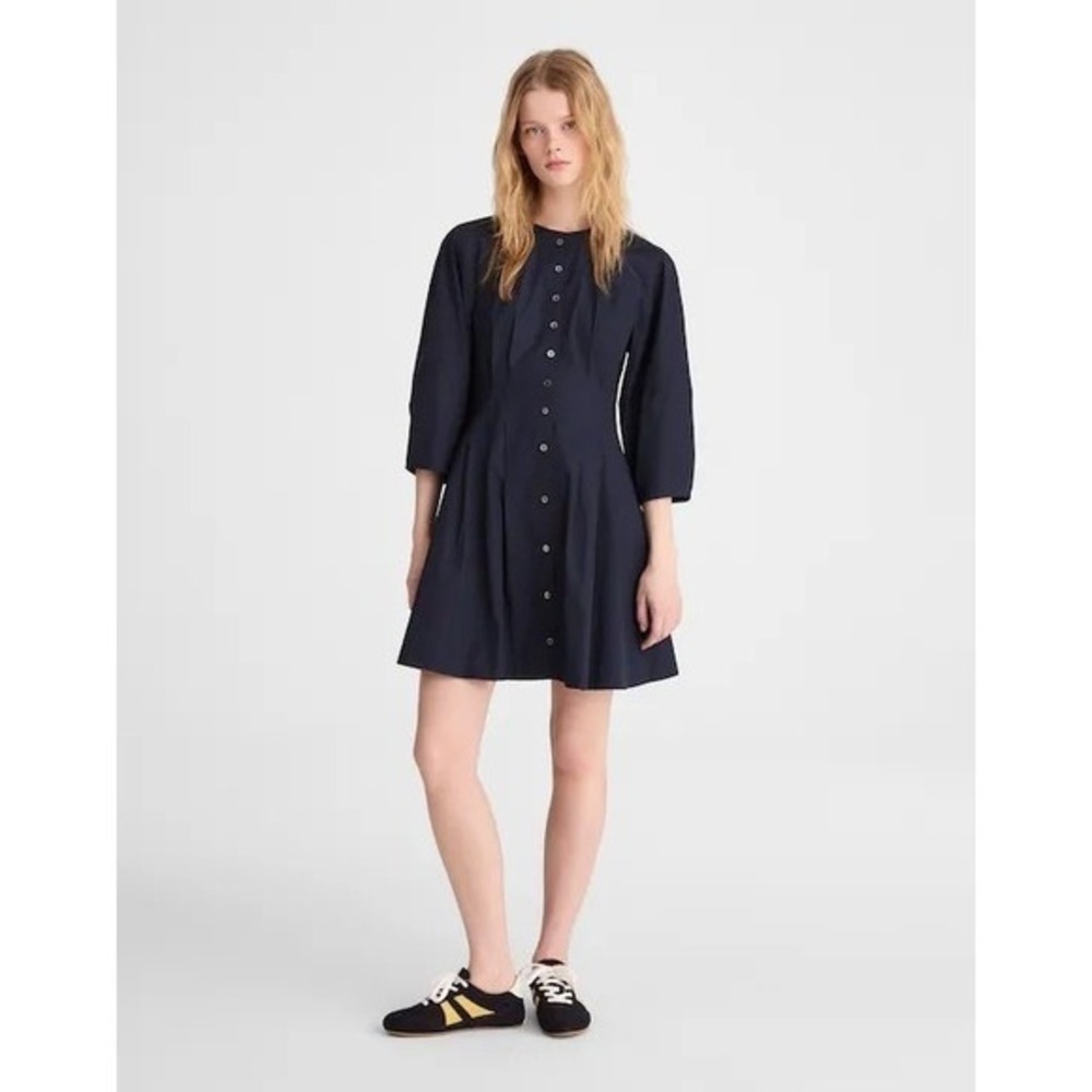 Madewell Sculptural-Sleeve Pleated Mini Dress navy size 4